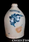 COWDEN & WILCOX / HARRISBURG, PA Stoneware Jug w/ Cobalt Floral Decoration by Cowden & Wilcox, circa 1865, Stoneware, sold Jul 2015