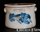 COWDEN & WILCOX / HARRISBURG, PA Stoneware Butter Crock w/ Floral Decoration by Cowden & Wilcox, circa 1865, Stoneware, sold Jul 2015