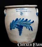 COWDEN & WILCOX / HARRISBURG, PA Three-Gallon Stoneware Jar with Floral Decoration by Cowden & Wilcox, circa 1865, Stoneware, sold Jul 2015
