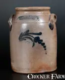 COWDEN & WILCOX / HARRISBURG, PA Decorated Stoneware Jar by Cowden & Wilcox, circa 1865, Stoneware, sold Jul 2015