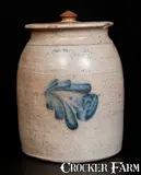 COWDEN & WILCOX / HARRISBURG, PA Stoneware Lidded Jar with Floral Decoration by Cowden & Wilcox, circa 1865, Stoneware, sold Jul 2015