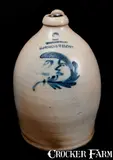 COWDEN & WILCOX / HARRISBURG, PA Stoneware Man-in-the-Moon Jug by Cowden & Wilcox, circa 1865, Stoneware, sold Jul 2015