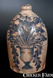 M. & T. Miller, Exceedingly Rare M. & T. MILLER / NEWPORT, PA Stoneware Jug w/ Elaborate Flowering Urn Decoration