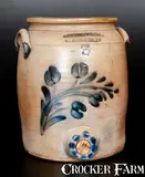 Very Rare COWDEN & WILCOX / HARRISBURG, PA Stoneware Water Cooler w/ Spotted Bung Hole by Cowden & Wilcox, circa 1865, Stoneware, sold Jul 2015