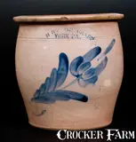 H B. Pfaltzgraff, H. B. PFALTZGRAFF / YORK, PA Stoneware Cream Jar w/ Cobalt Floral Decoration, circa 1870-1889, Stoneware