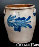 COWDEN & WILCOX / HARRISBURG, PA Four-Gallon Stoneware Jar with Cobalt Floral Decoration by Cowden & Wilcox, circa 1865, Stoneware, sold Jul 2015