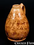 John Bell, Rare JOHN BELL / WAYNESBORO Redware Cruet w/ Sponged Manganese Decoration, circa 1850-1880, Redware