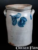 JOHN BELL / WAYNESBORO Stoneware Jar w/ Bold Cobalt Floral Decoration by John Bell, circa 1850-1880, Stoneware, sold Jul 2015