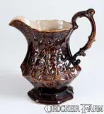 American Pottery Co., Rare AMERICAN POTTERY CO. / JERSEY CITY, N.J. Rockinghamware Pitcher with Thistle Pattern, circa 1833-1850, Rockinghamware