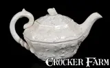American Pottery Co., Rare AMERICAN POTTERY CO. / JERSEY CITY, N.J. Molded Earthenware Teapot, circa 1838-1850, Earthenware