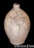 T. Warne, Extremely Rare T. WARNE / SOUTH AMBOY Stoneware Jug w/ Detailed Incised Floral Decoration, circa 1797-1805, Stoneware