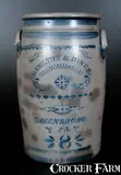 Eight-Gallon HAMILTON & JONES / GREENSBORO, PA Crock by Hamilton & Jones, circa 1875, Stoneware, sold Jul 2015