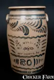 R. T. Williams, Exceptional 20 Gal. R. T. WILLIAMS / NEW GENEVA, PA Stoneware Crock with Profuse Brushed Decoration, circa 1885, Stoneware
