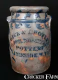 Rice & Broyles, Very Rare RICE & BROYLES / LINDSIDE, W. VA Stoneware Jar with Elaborate Floral Decoration, circa 1875, Stoneware