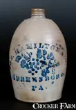Jas. Hamilton & Co., JAS. HAMILTON & CO. / GREENSBORO, PA Stoneware Jug With Stenciled Grapevine Decoration, circa 1875, Stoneware
