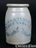 Jas. Hamilton & Co., JAS. HAMILTON & CO. / GREENSBORO, PA Stoneware Canning Jar, circa 1875, Stoneware