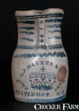 D. F. Haynes & Co., Outstanding D.F. HAYNES & CO. / CROWN BRAND / BALTIMORE, MD Stoneware Advertising Pitcher, circa 1875, Stoneware