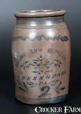 Williams And Reppert, WILLIAMS AND REPPERT / GREENSBORO, PA Stoneware Jar, circa 1885, Stoneware