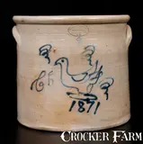 Brown Brothers, Very Rare BROWN BROTHERS / HUNTINGTON, L.I. Stoneware Slip-Trailed Bird Jar Dated 1871