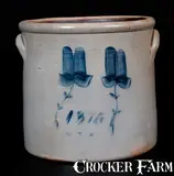 Brown Brothers, Rare "1870" Stoneware Crock w/ Floral Decoration, att. BROWN BROTHERS/ HUNTINGTON / L.I.