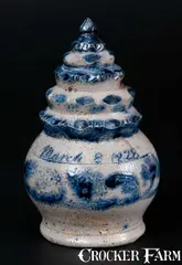 Hendrik Spilman, Exceptional Stoneware Bank w/ Stepped Finial and Floral Decoration Inscribed "H. S. / March 8, 1828," att. Henry Remmey, Sr., Baltimore, 1828, Stoneware