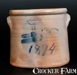 Brown Brothers, Rare BROWN BROTHERS / HUNTINGTON / L.I. Stoneware Crock with Floral Decoration and 1874 Date