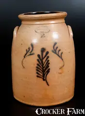 Brown Brother, BROWN BROTHER / HUNTINGTON / L.I. Stoneware Jar with Slip-Trailed Decoration, circa 1870-1885, Stoneware