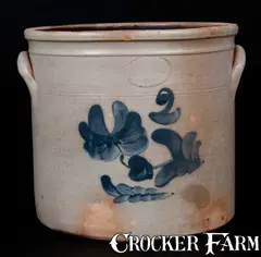 F. J. Caire, F. J. CAIRE / Huntington / L.I. Two-Gallon Stoneware Crock w/ Floral Decoration, circa 1854-1863, Stoneware