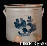 F. J. Caire, F. J. CAIRE / Huntington / L.I. Two-Gallon Stoneware Crock w/ Floral Decoration, circa 1854-1863, Stoneware
