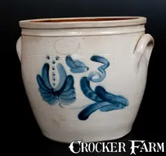 F. J. Caire, Fine F. J. CAIRE / Huntington / L.I. Three-Gallon Stoneware Jar w/ Floral Decoration, circa 1854-1863, Stoneware