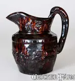 A. Cadmus Congress Pottery, Rare Rockingham Fire Engine Pitcher, A. CADMUS / CONGRESS POTTERY / SOUTH AMBOY / N. JERSEY, mid 19th century, Stoneware