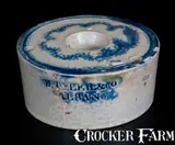 M. Tyler, Rare M. TYLER / ALBANY Stoneware Inkwell with Scalloped Cobalt Brushwork, circa 1835, Stoneware
