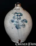 G. Lent, Rare G. LENT / TROY Stoneware Jug with Incised Floral Design, circa 1820, Stoneware