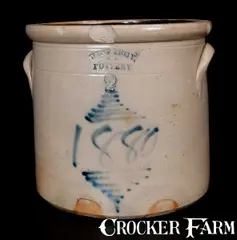 N.Y. Pottery, WEST TROY, / N.Y. / POTTERY Stoneware Crock with Cobalt 1880 Date, 1880, Stoneware