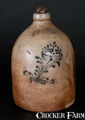 E. Warner, WM-E WARNER / WEST TROY (New York) Stoneware Jug, circa 1850, Stoneware