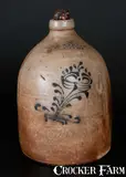 E. Warner, WM-E WARNER / WEST TROY (New York) Stoneware Jug, circa 1850, Stoneware