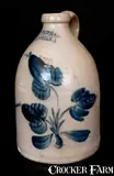 W. H. Farrar, W. H. FARRAR / GEDDES, N.Y. Stoneware Jug with Floral Decoration, circa 1860, Stoneware