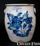 Outstanding COWDEN & WILCOX / HARRISBURG, PA Five-Gallon Jar w/ Profuse Decoration by Cowden & Wilcox, circa 1865, Stoneware, sold Mar 2015