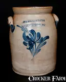 COWDEN & WILCOX / HARRISBURG, PA Stoneware Jar w/ Cobalt Floral Decoration by Cowden & Wilcox, circa 1865, Stoneware, sold Mar 2015