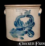 COWDEN & WILCOX / HARRISBURG, PA Stoneware Crock with Cobalt Floral Decoration by Cowden & Wilcox, circa 1865, Stoneware, sold Mar 2015