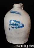 COWDEN & WILCOX / HARRISBURG, PA Stoneware Jug w/ Cobalt Leaf Decoration by Cowden & Wilcox, circa 1865, Stoneware, sold Mar 2015