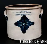 Scarce COWDEN & WILCOX / HARRISBURG. PA Crock w/ Cobalt Starburst Decoration by Cowden & Wilcox, circa 1865, Stoneware, sold Mar 2015