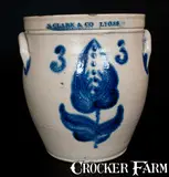 N. Clark & Co., N. CLARK & CO / LYONS Stoneware Jar with Cobalt Floral Decoration, circa 1845, Stoneware