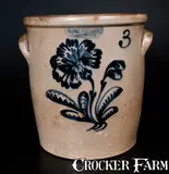 John Burger, JOHN BURGER / ROCHESTER Stoneware Jar w/ Slip-Trailed Floral Decoration, circa 1860, Stoneware