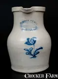 Burger & Lang, BURGER & LANG / ROCHESTER, NY Stoneware Pitcher w/ Cobalt Floral Decoration