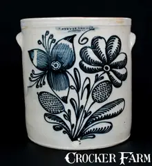 F. Stetzenmeyer, Important F. STETZENMEYER. / ROCHESTER, NY Six-Gallon Stoneware Crock w/ Profuse Floral Decoration, circa 1850, Stoneware