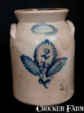 Burger & Lang, BURGER & LANG / ROCHESTER, NY Stoneware Jar with Cobalt Leaf Decoration