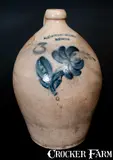 T. Harrington, T. HARRINGTON / LYONS Stoneware Jug with Cobalt Floral Decoration, circa 1860, Stoneware