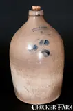 Norton & Fenton, NORTON & FENTON / East Bennington, Vt Stoneware Jug with Cobalt Floral Decoration