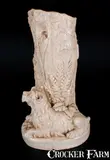 F. B. Norton, Rare F.B. NORTON / WORCESTER, MASS Stoneware Stump Umbrella Stand w/ Reclining Dog, circa 1886, Stoneware